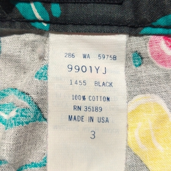 No Excuses 80's Vintage Abstract Neon Floral High Rise A-line Mini Skirt Black 3 - Picture 4 of 12